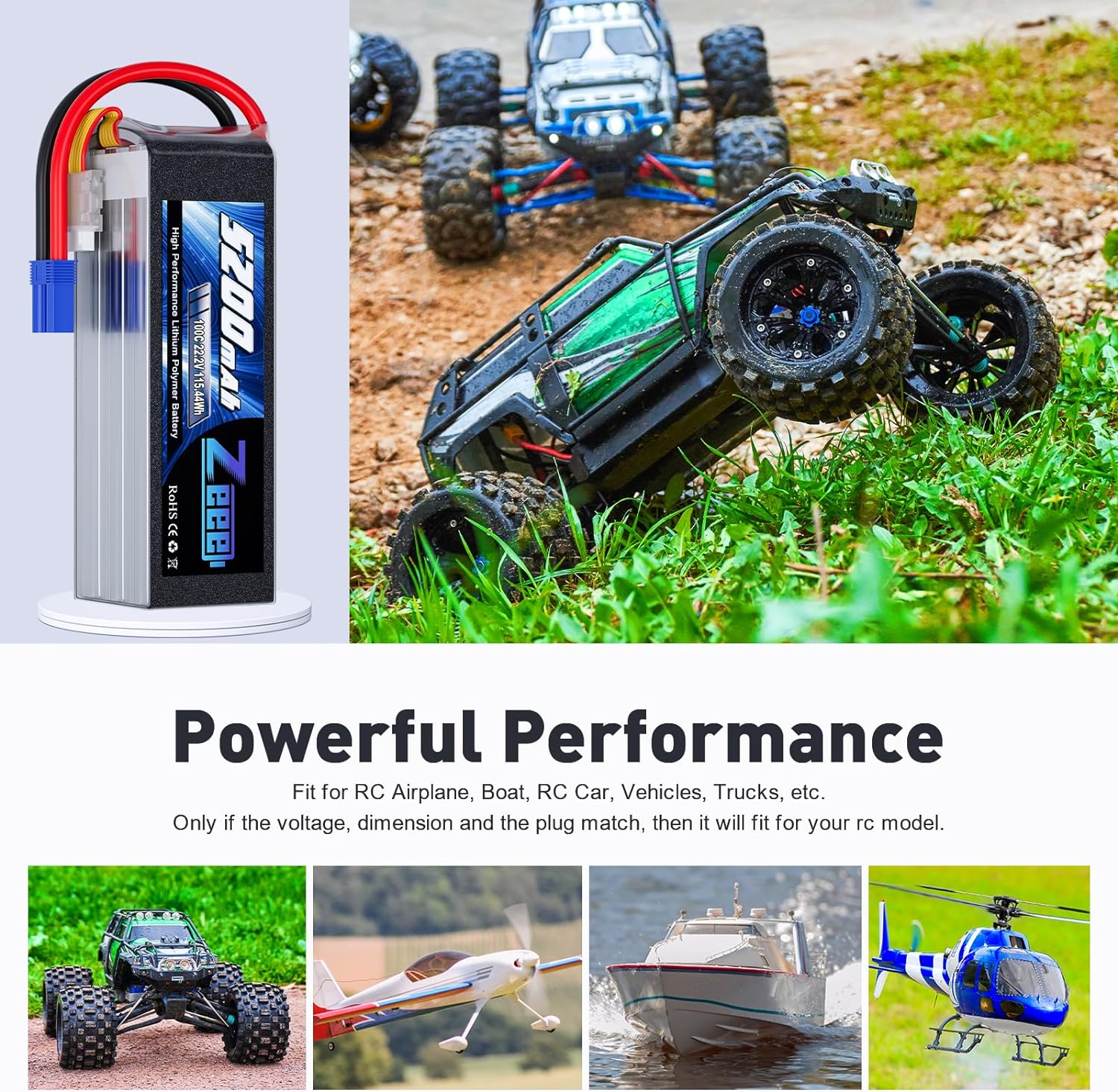 Zeee 6S 5200mAh Lipo バッテリー 22. - 6S Lipo Battery 22.2V 5000Mah のレビューと価格